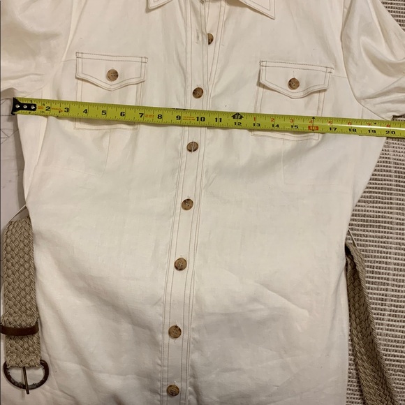 Tahari ASL Tan Midi Shirt Dress with Notched Collar Vintage - Picture 9 of 12